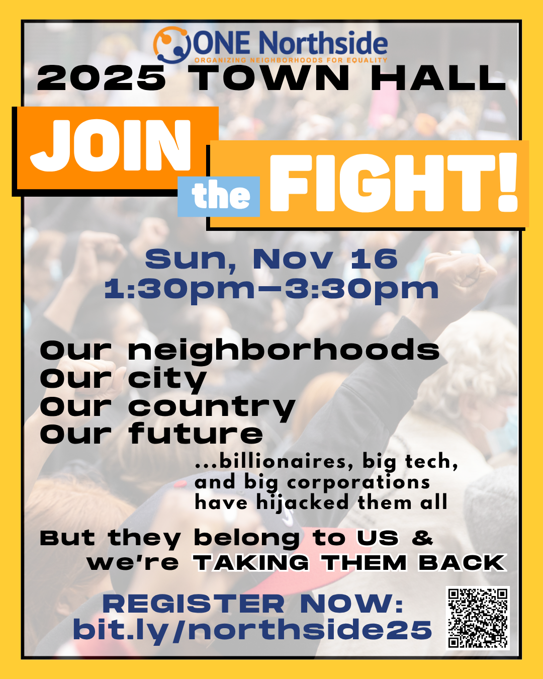 Town Hall graphic v 1 one northside town hall join the fight november 16, 1:30-3:30pm
