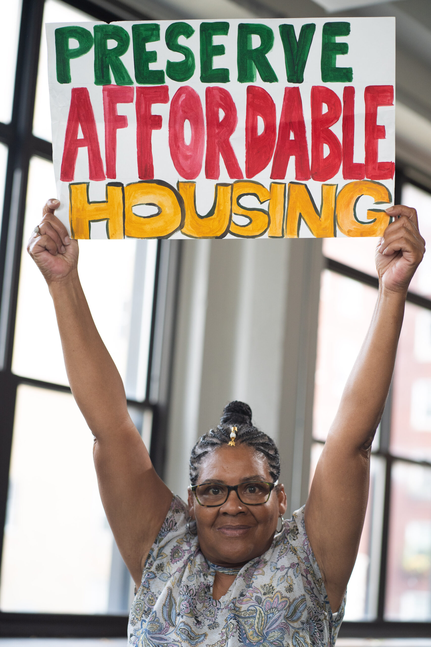 tamara with preserve affordable housing sign