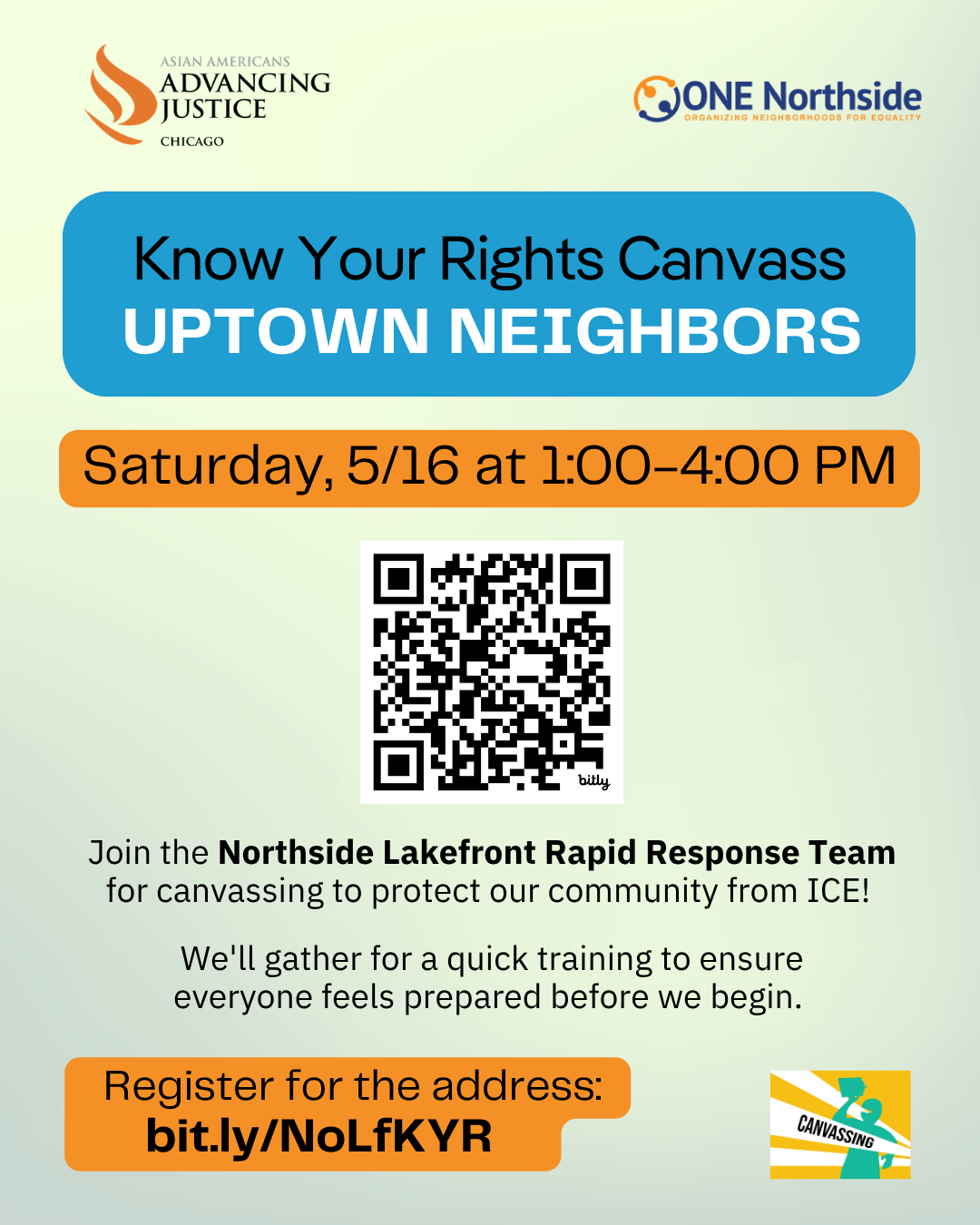 KYR canvass in uptown may 16